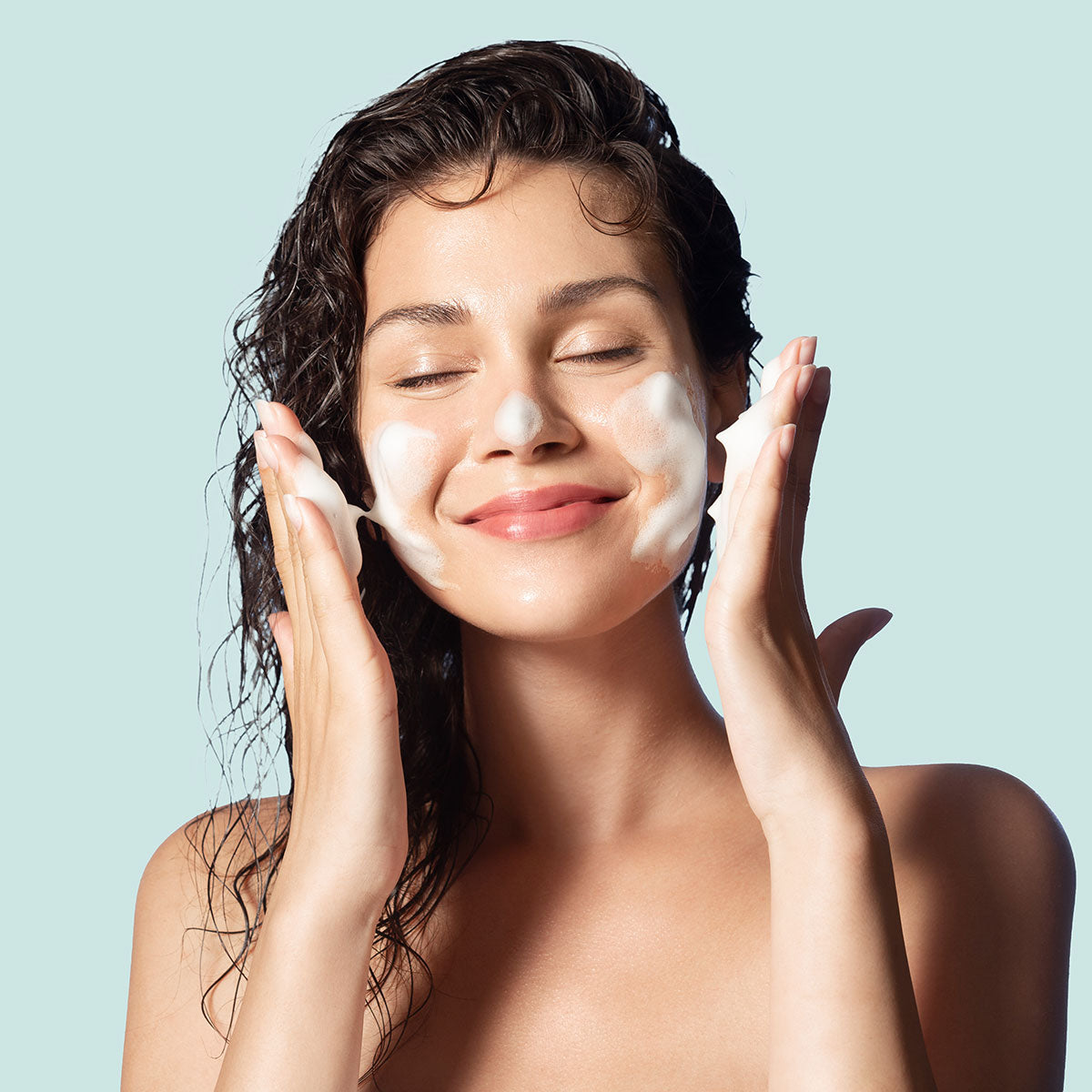 Facial foam cleanser with aha