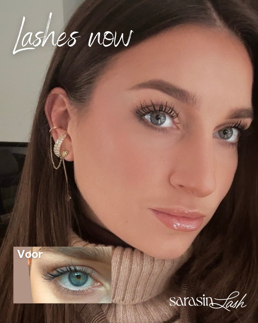 Sarasin wimperserum voor en na 