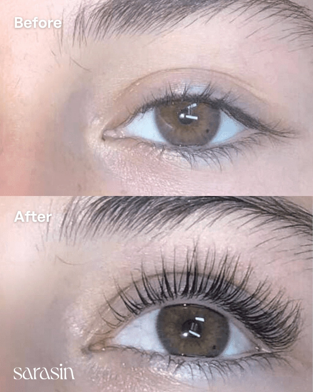 wimperserum voor en na