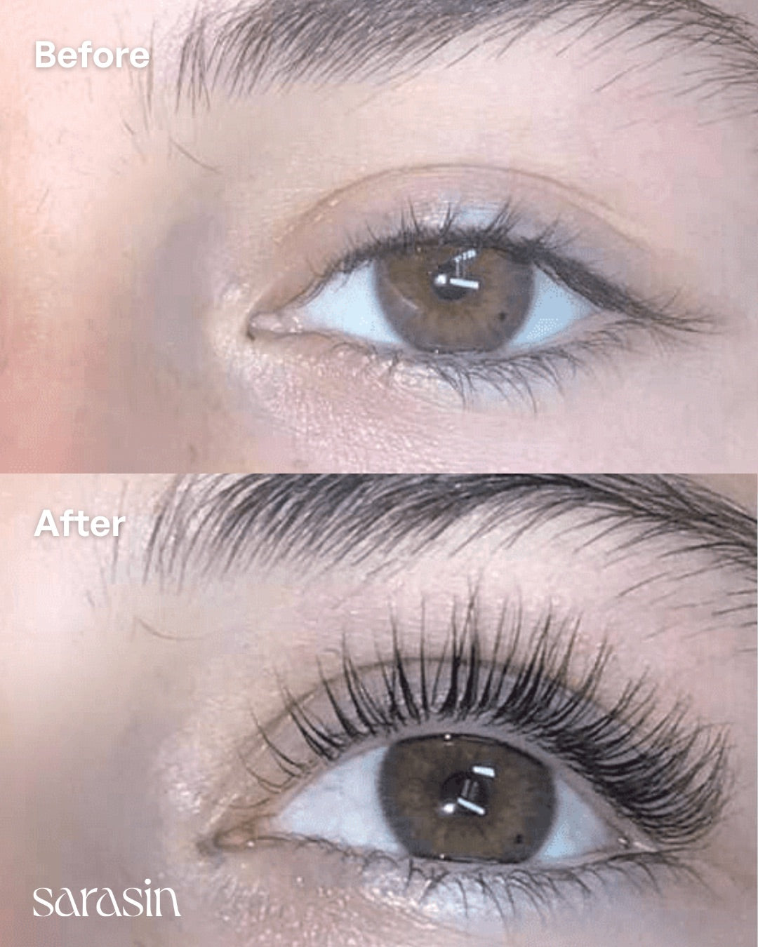 wimperserum voor en na